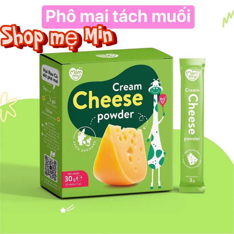 ( Date 2024) Phô mai tách muối Mămmy hộp 10 gói cho bé từ 6 tháng. Bổ sung canxi, vitamin d và protein cho bé