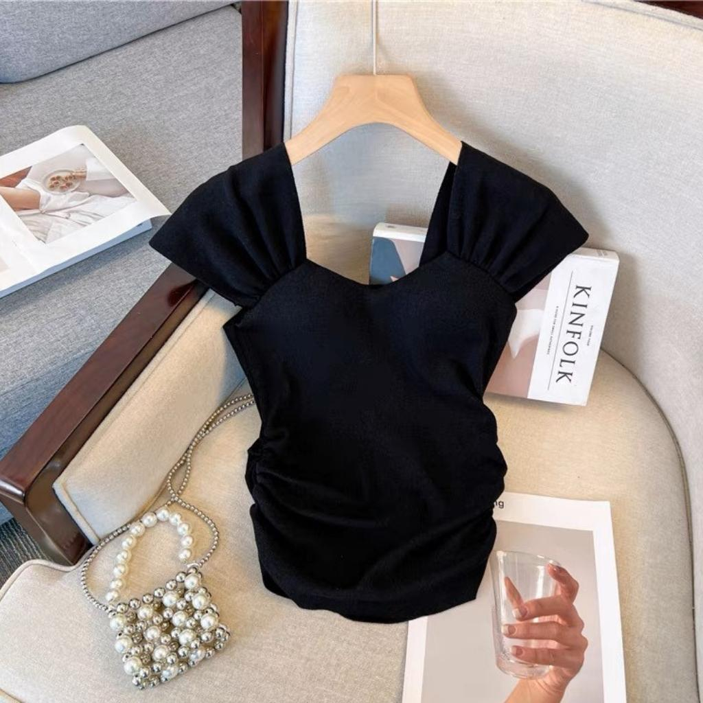 Áo nữ, áo thun dáng ôm , Áo thun Quảng Châu có đệm ngực mẫu trơn thời trang mùa hè siêu xinh dành cho nữ
