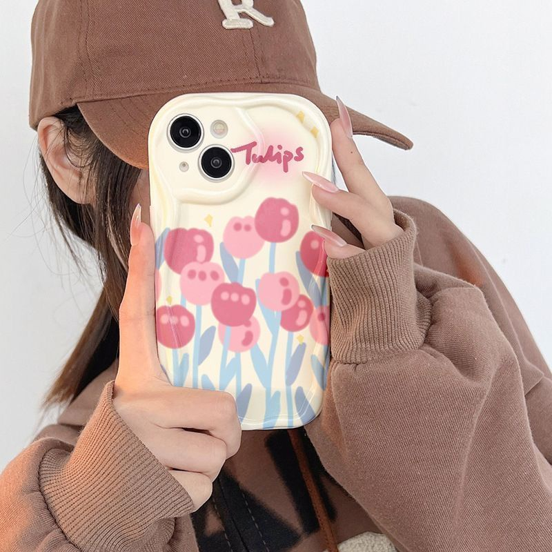 Ốp lưng iphone cạnh sóng nổi Hoa Tulips 6s/6splus/7/7plus/8/8plus/x/11/12/13/14/max/promax sk2036