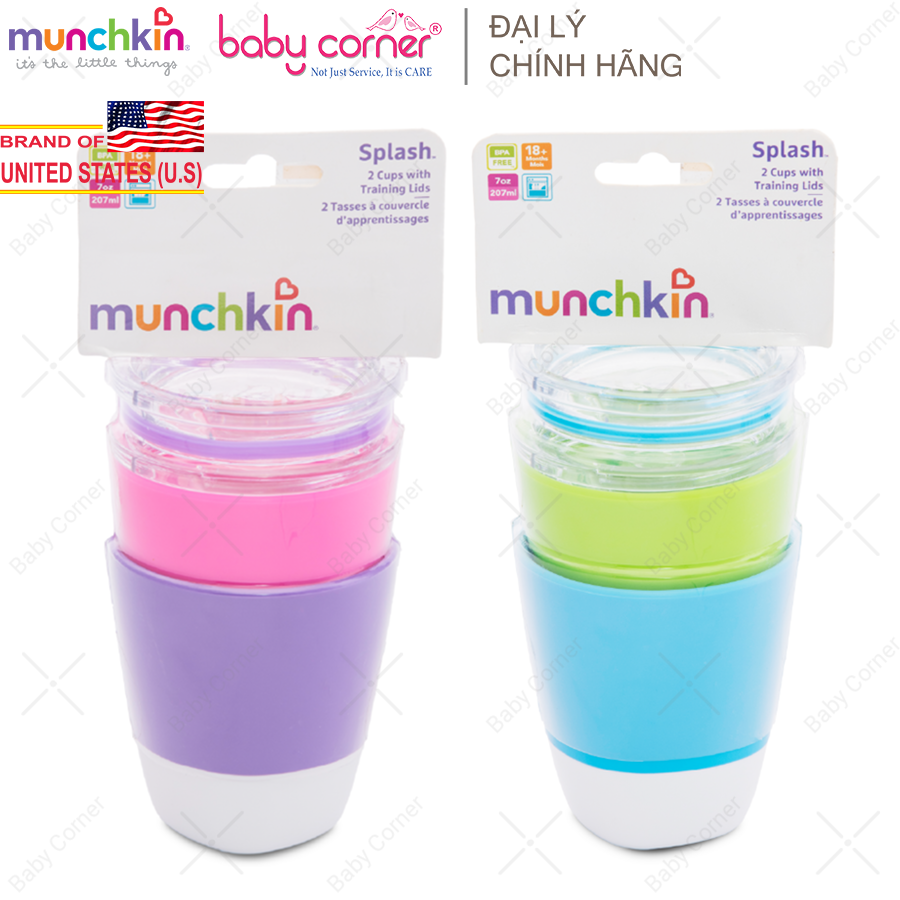 Bộ 2 Ly Uống Nước Munchkin Có Nắp Cho Bé Từ 18 Tháng