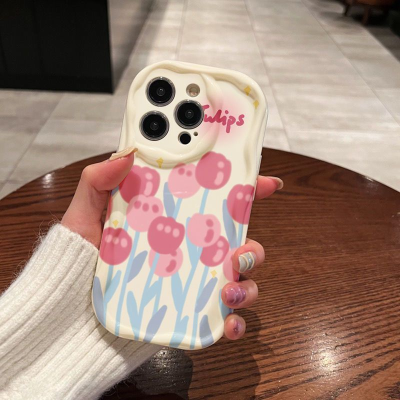 Ốp lưng iphone cạnh sóng nổi Hoa Tulips 6s/6splus/7/7plus/8/8plus/x/11/12/13/14/max/promax sk2036