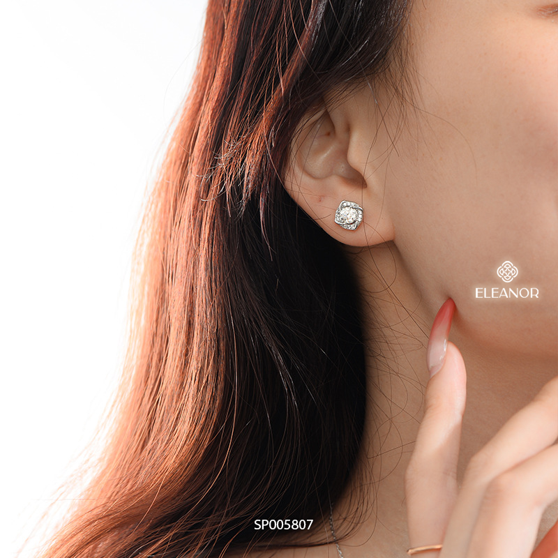 Bông tai nữ chuôi bạc 925 Eleanor Accessories hình hoa đính đá phụ kiện trang sức 5807