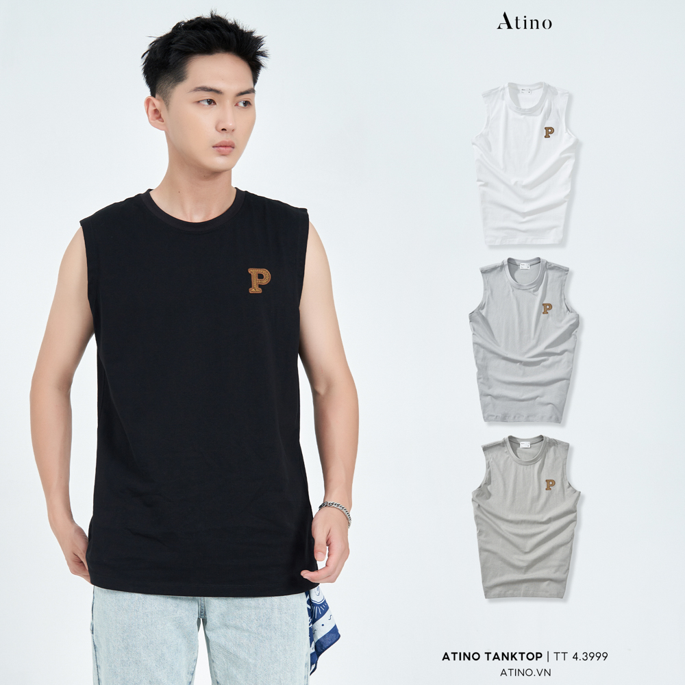 Áo Tank Top Ba Lỗ Nam Trơn ATINO Chất Cotton Thoáng Mát form Slim-Fit TT4.3999