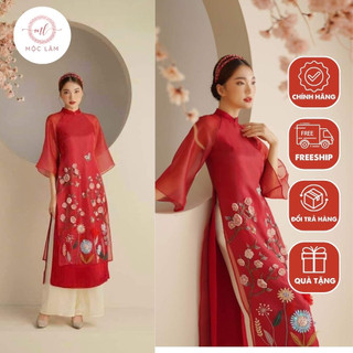 Áo dài cách tân thiết kế chất liệu tơ organza đính kết cao cấp - Áo dài Mộc Lâm - AD28
