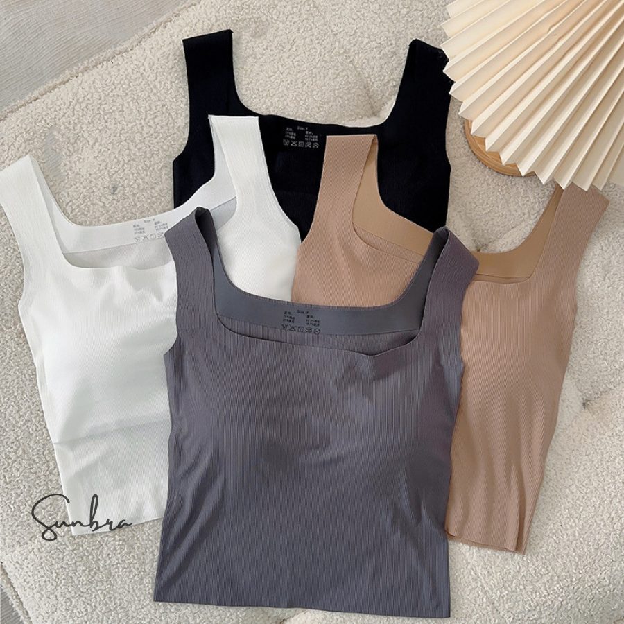 Áo Bra Đúc Su 2 Dây Bản To Có Mút Ngực Co Giãn 4 Chiều Cao Cấp SUNBRA 3182