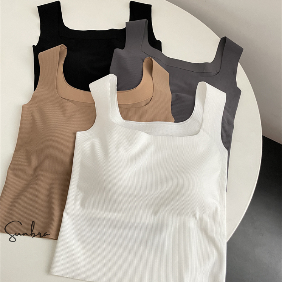 Áo Bra Đúc Su 2 Dây Bản To Có Mút Ngực Co Giãn 4 Chiều Cao Cấp SUNBRA 3182