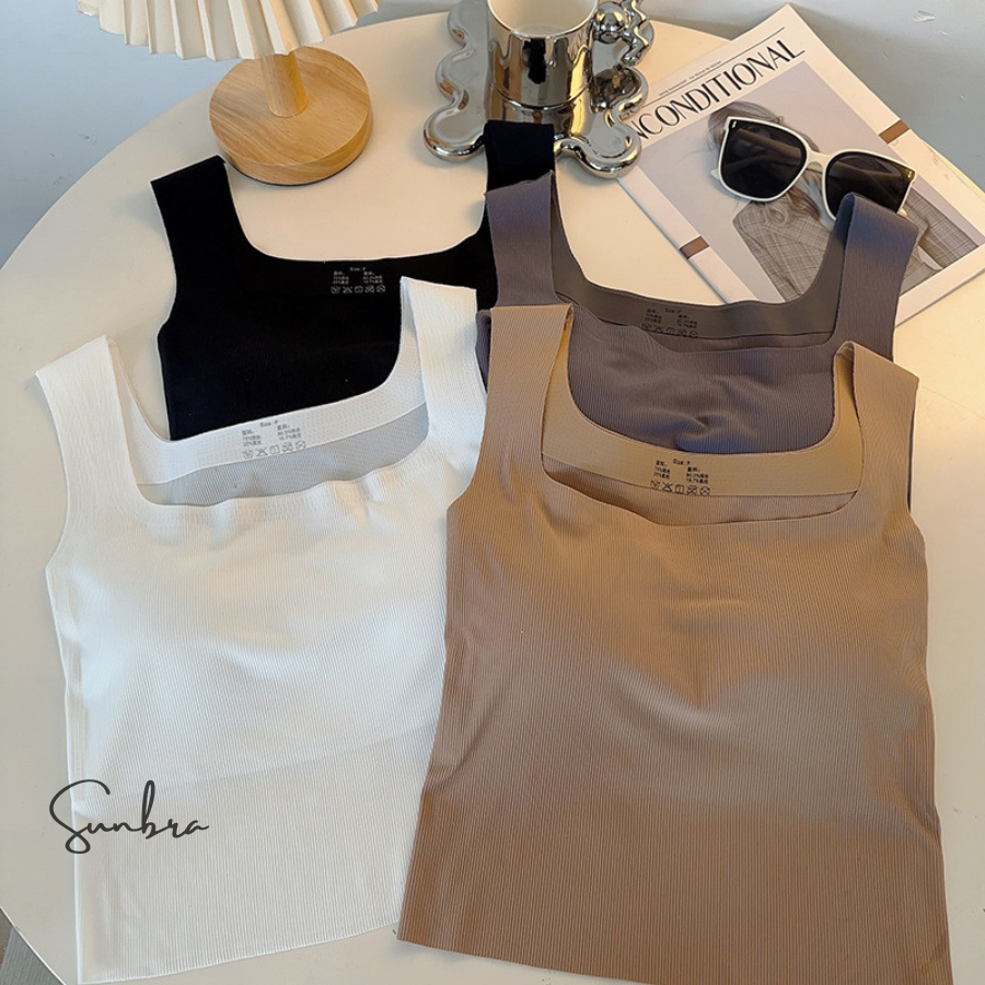 Áo Bra Đúc Su 2 Dây Bản To Có Mút Ngực Co Giãn 4 Chiều Cao Cấp SUNBRA 3182