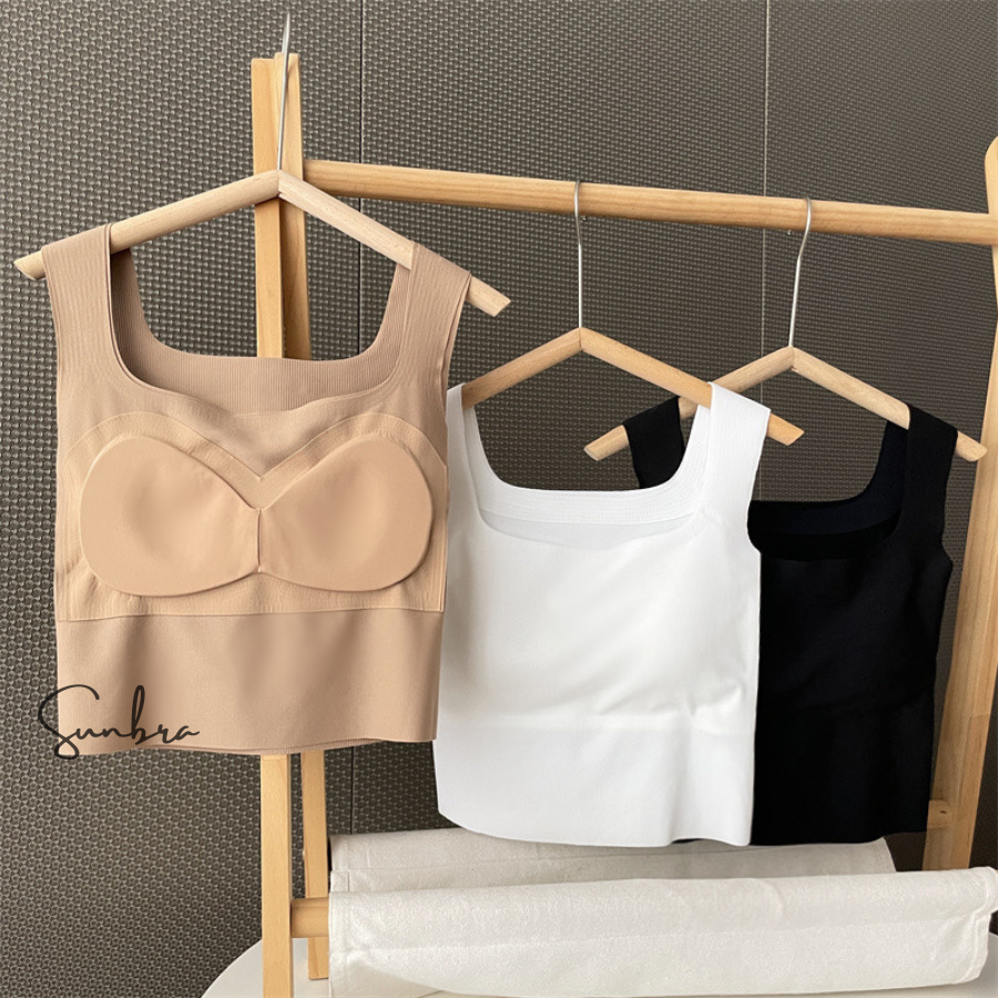 Áo Bra Đúc Su 2 Dây Bản To Có Mút Ngực Co Giãn 4 Chiều Cao Cấp SUNBRA 3182