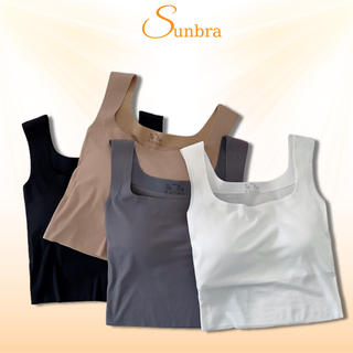 Áo Bra, Áo Lót Su 2 Dây Bản To Có Mút Ngực Co Giãn 4 Chiều SUNBRA 3182