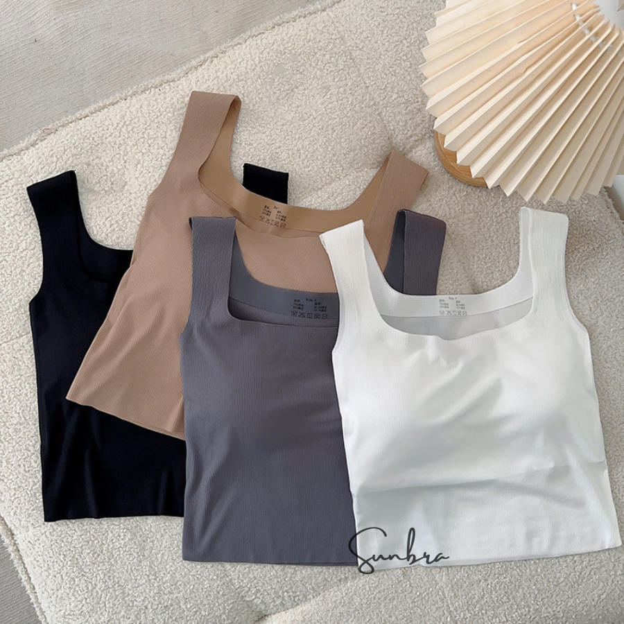 Áo Bra Đúc Su 2 Dây Bản To Có Mút Ngực Co Giãn 4 Chiều Cao Cấp SUNBRA 3182