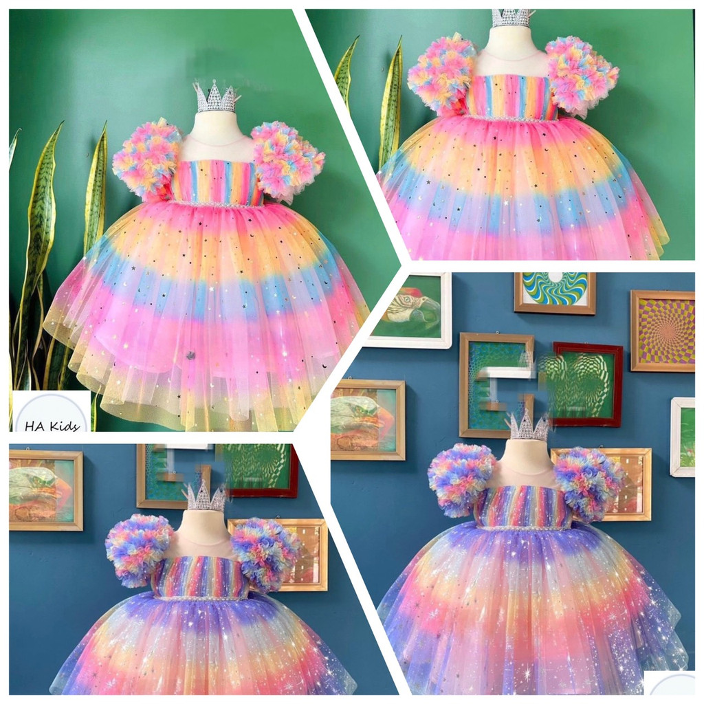 Váy công chúa sắc màu cho bé gái