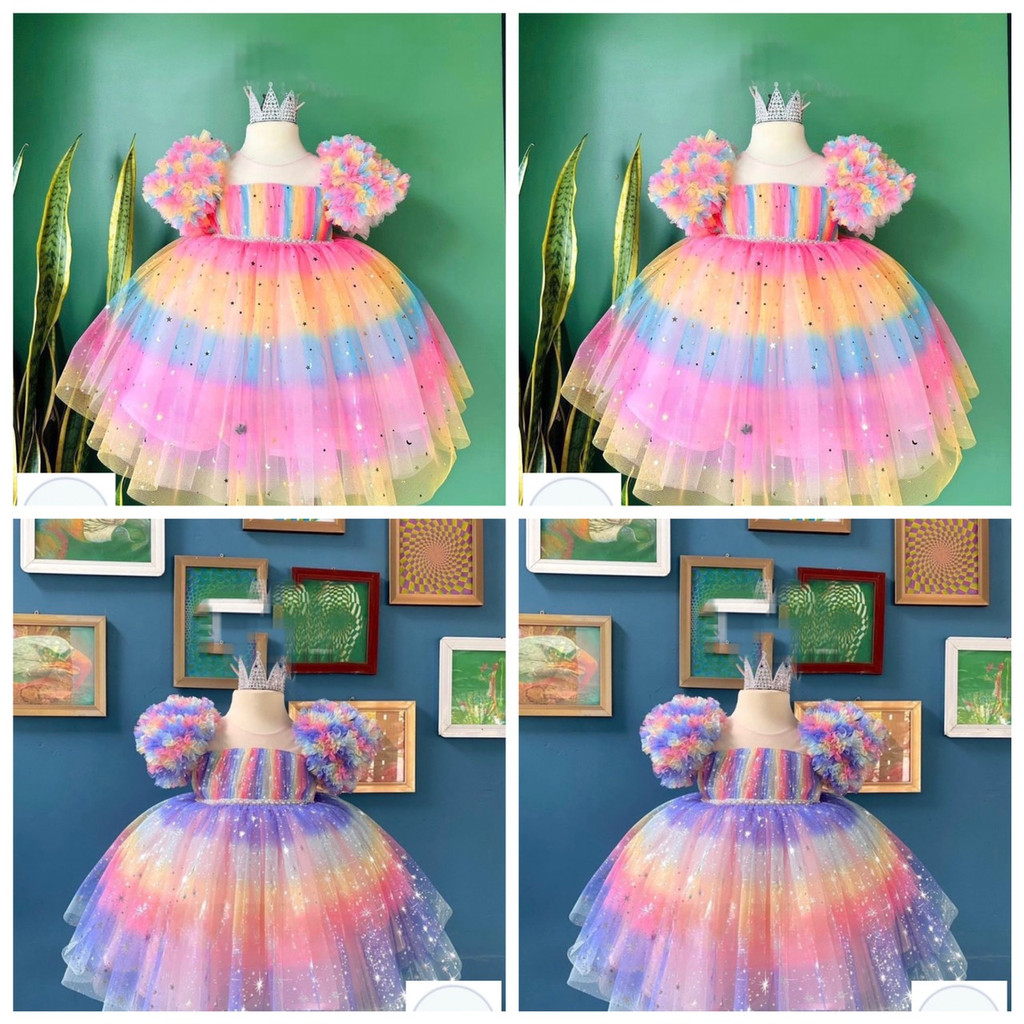 Váy công chúa sắc màu cho bé gái
