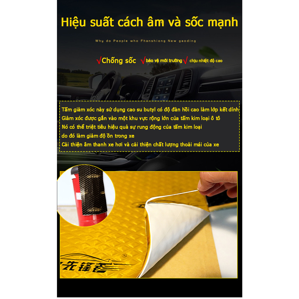 JINGQU 2M/2.5MM xe hơi tấm cách âm 80x46cm khử mùi, mui xe tự dính, cao su butyl, không dễ mòn