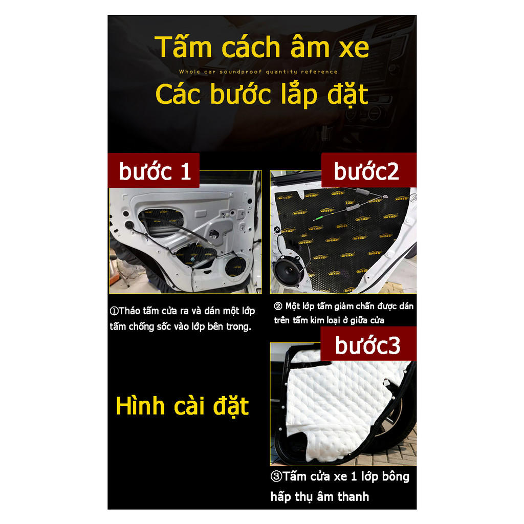 JINGQU 2M/2.5MM xe hơi tấm cách âm 80x46cm khử mùi, mui xe tự dính, cao su butyl, không dễ mòn