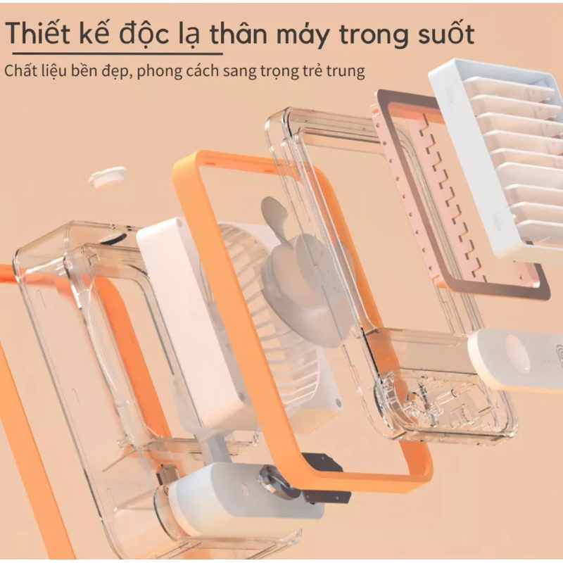 Quạt phun sương mini tích điện, có kết hợp đèn led, siêu mát,rẻ,đẹp