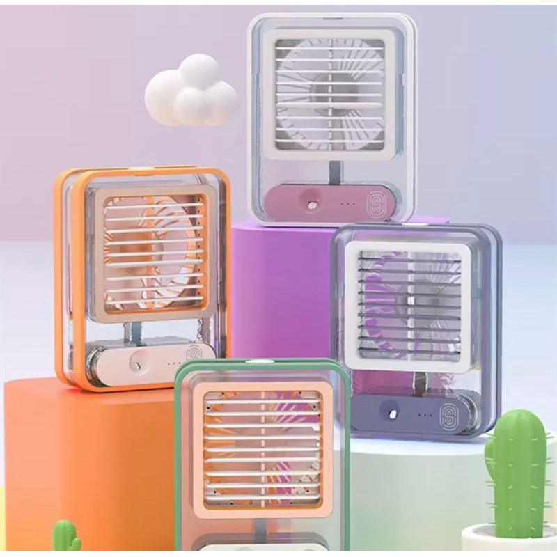 Quạt phun sương mini tích điện, có kết hợp đèn led, siêu mát,rẻ,đẹp