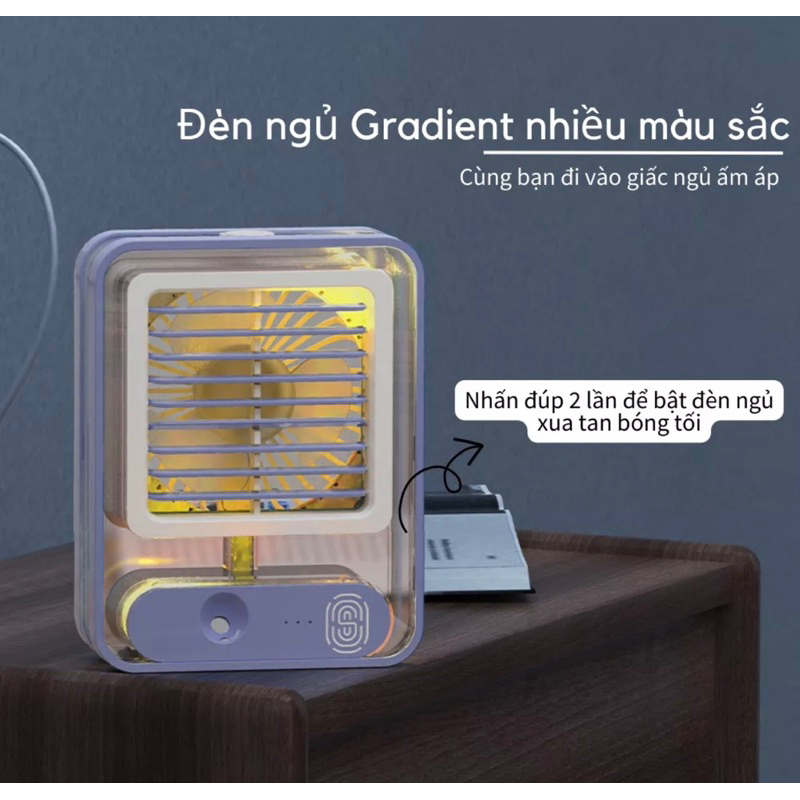 Quạt phun sương mini tích điện, có kết hợp đèn led, siêu mát,rẻ,đẹp