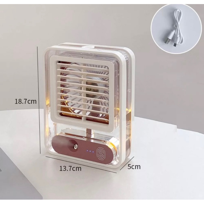 Quạt phun sương mini tích điện, có kết hợp đèn led, siêu mát,rẻ,đẹp