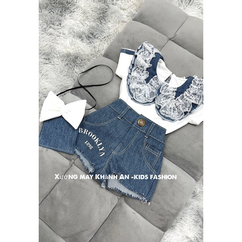 sét quần jeans áo thun bé gái