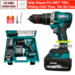 Máy khoan pin MKT 199v động cơ không chổi than, máy khoan mạnh tốc độ cao