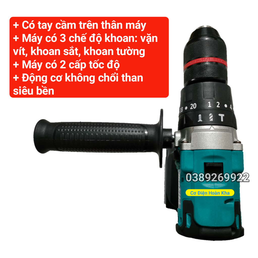 Máy khoan pin MKT 199v động cơ không chổi than, máy khoan mạnh tốc độ cao