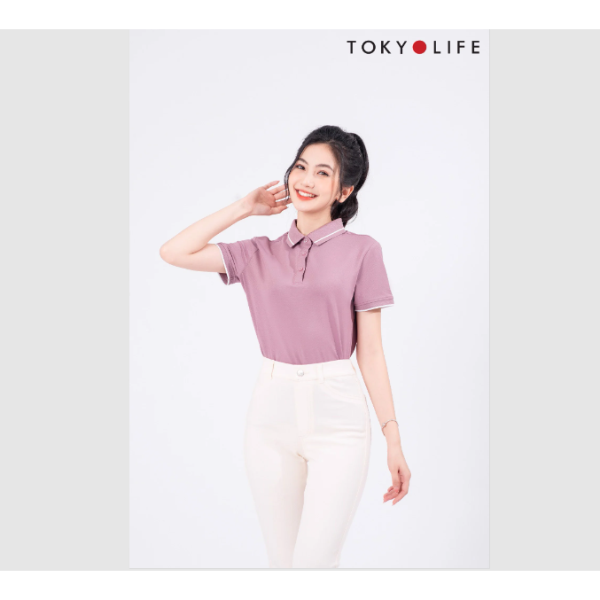 Áo Polo Nữ Cổ Dệt Phối 1 Đường Kẻ Tokyolife C9Pol003M