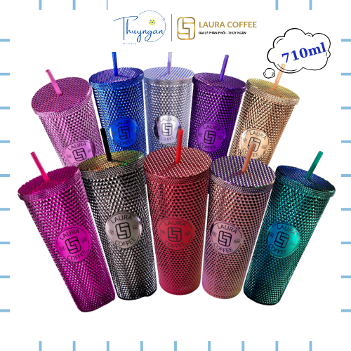 Ly kim cương thiết kế 2 lớp chắc chắn 710ml  LAURA COFFEE