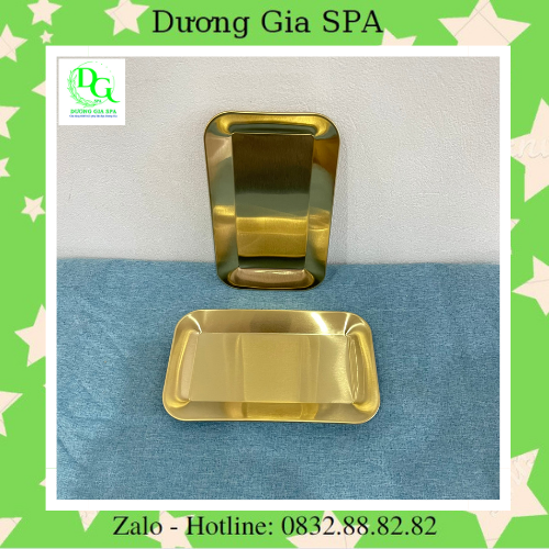 Đĩa chữ nhật mạ vàng, kích thước 21 x 12.5cm