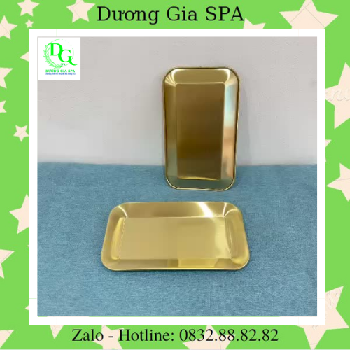 Đĩa chữ nhật mạ vàng, kích thước 21 x 12.5cm