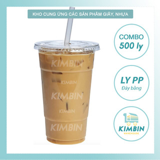 Ly nhựa pp 360ml, 500ml, 600ml, 700ml có nắp, đáy bằng, chuyên đựng cà phê, trà sữa mang đi - kimbin