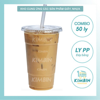 Ly nhựa pp 360ml, 500ml, 600ml, 700ml có nắp, đáy bằng, chuyên đựng cà phê, trà sữa mang đi - kimbin