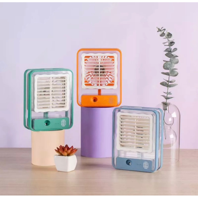 Quạt phun sương mini tích điện, có kết hợp đèn led, siêu mát,rẻ,đẹp