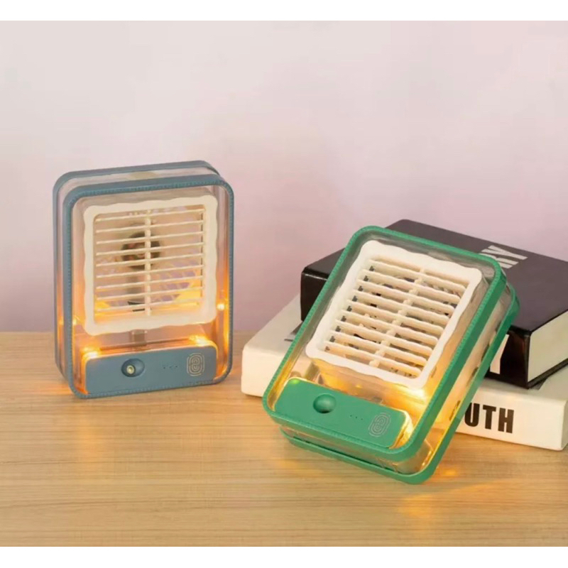 Quạt phun sương mini tích điện, có kết hợp đèn led, siêu mát,rẻ,đẹp