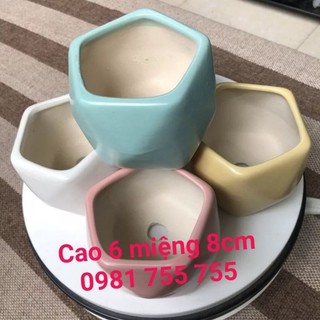 Chậu trồng sen đá,Chậu kim cương gốm sứ bát tràng kích thước 6x8cm