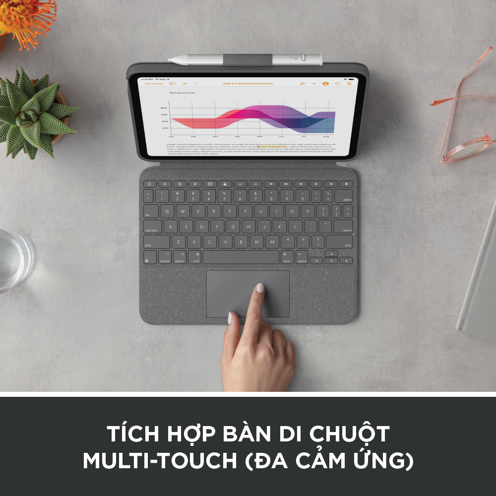 Bao da kèm phím Logitech Combo Touch dành cho iPad Gen 10 (10.9 inch) & Bút cảm ứng Logitech Crayon kỹ thuật số