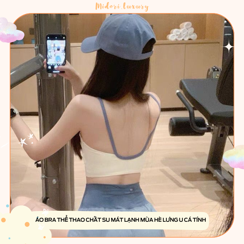 Áo bra 2 dây thể thao Chất Su Mát có Mút Đệm Thời Trang Xuân Hè A044