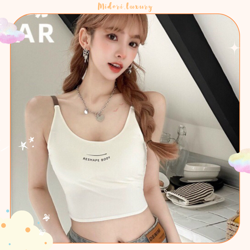 Áo bra 2 dây thể thao Chất Su Mát có Mút Đệm Thời Trang Xuân Hè A044