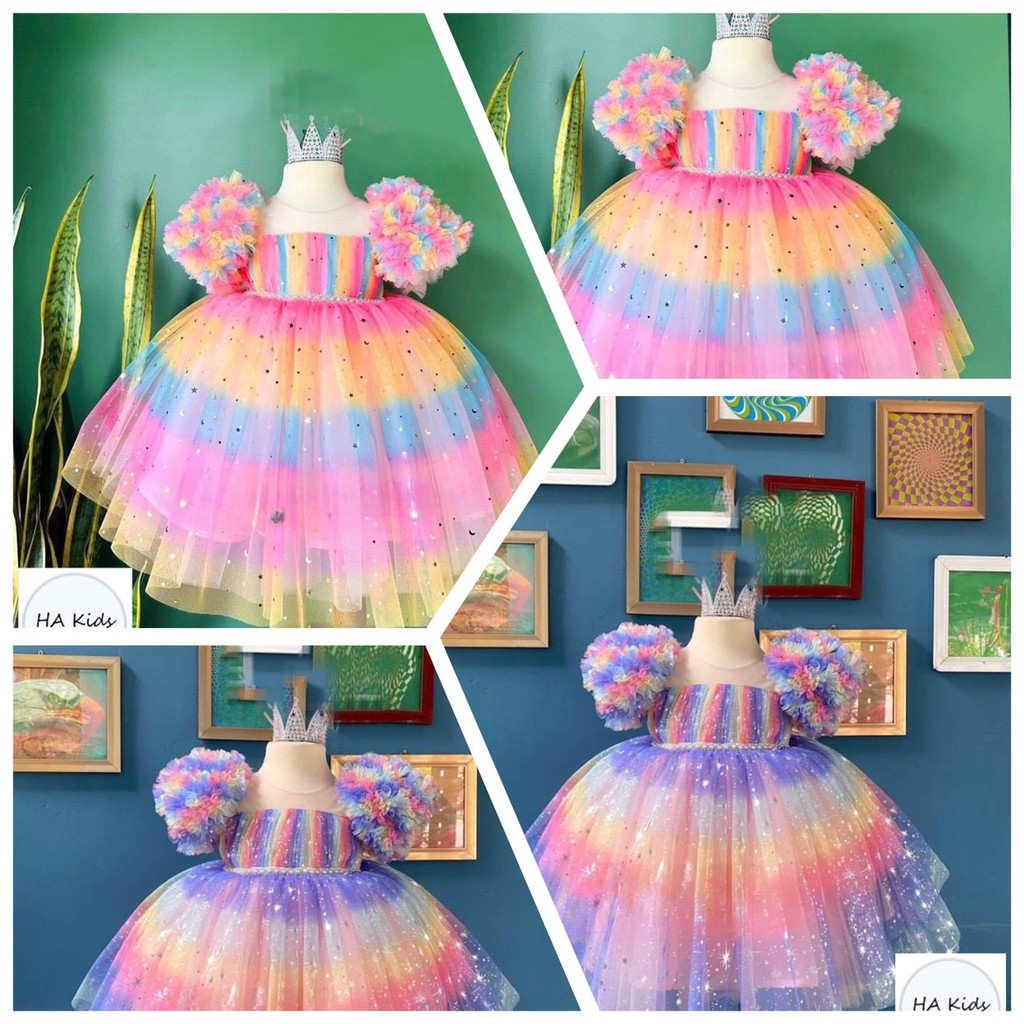 Váy công chúa sắc màu cho bé gái