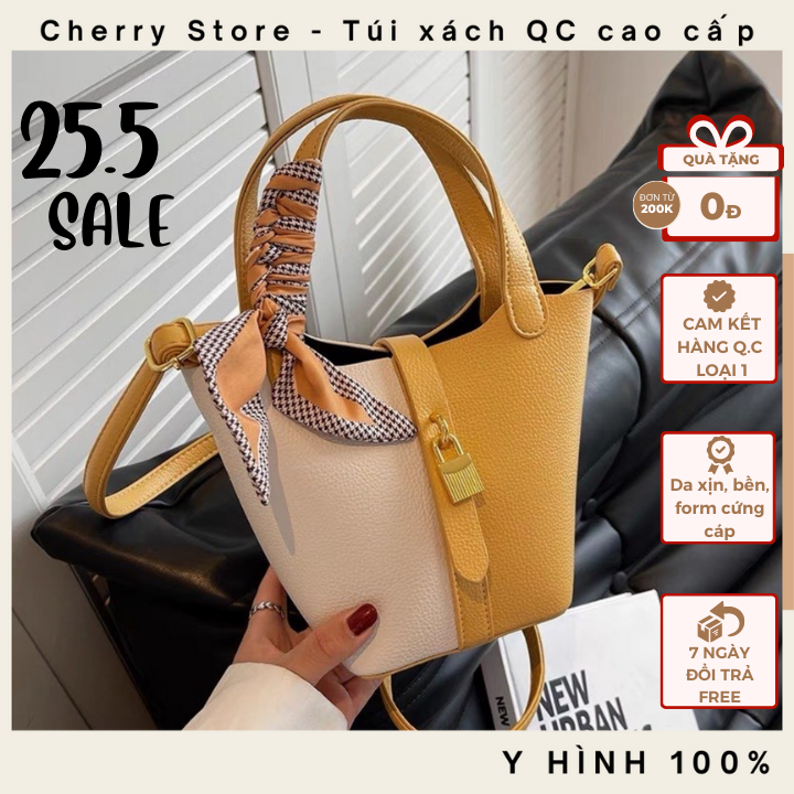 Túi quai xách du lịch đi biển phong cách Vintage quai lụa xinh xắn hàng QC loại 1 CS5508