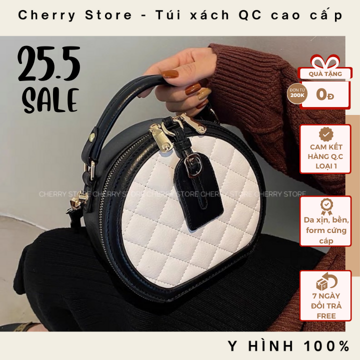 Túi cốp tròn quả trám hàng cao cấp L1 chất da xịn xinh xắn 2 dây Cara Bag CS8812
