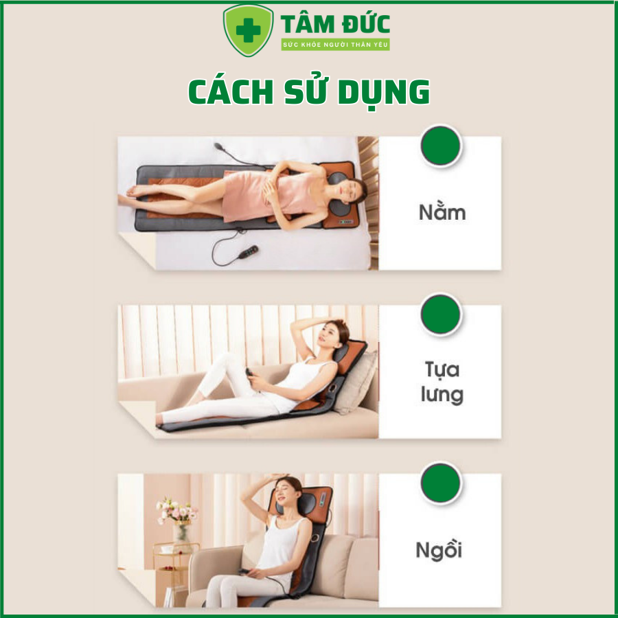 Đệm massage toàn thân đa điểm rung MAT-C86 hồng ngoại cao cấp, nêm mát xa toàn thân xoa bóp giảm đau mỏi vai gáy
