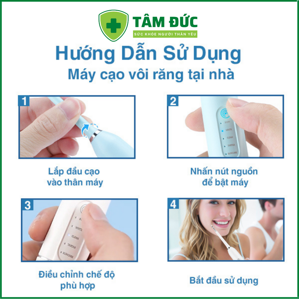 Máy lấy cao răng tại nhà 2 trong 1 kèm bàn chải điện sạc không dây, máy cạo cao răng đa năng HB75