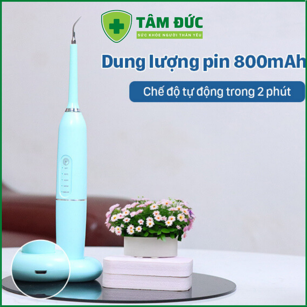 Máy lấy cao răng tại nhà 2 trong 1 kèm bàn chải điện sạc không dây, máy cạo cao răng đa năng HB75