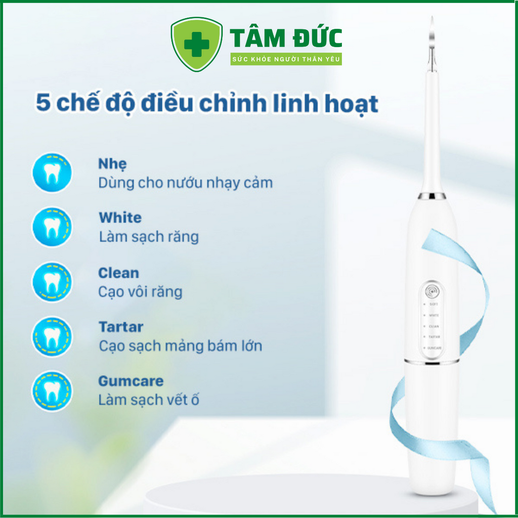 Máy lấy cao răng tại nhà 2 trong 1 kèm bàn chải điện sạc không dây, máy cạo cao răng đa năng HB75