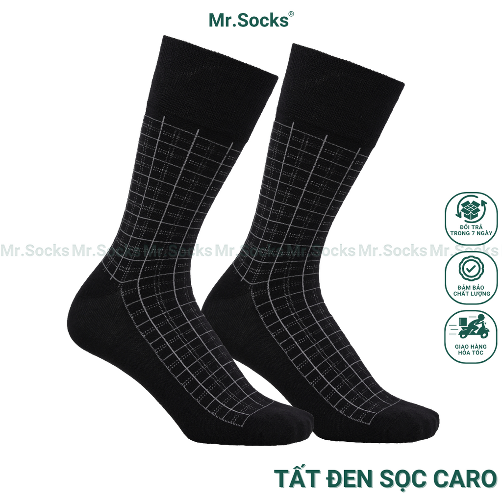 Tất nam công sở đi giày tây Mr.Socks màu đen, chất liệu cotton mềm mịn thoáng mát - GOM-TAY11-DENCAROTRANG