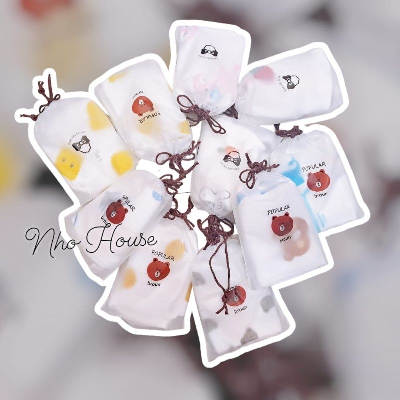Set 2 khăn sữa túi gấu Popular Broun