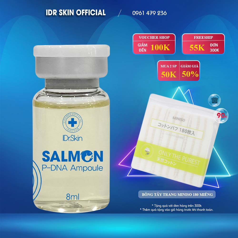 Tế bào gốc DNA cá hồi Idr Skin_Salmon p-DNA ampoule Idr Skin Hàn Quốc giúp loại bỏ sẹo rỗ, căng bóng...