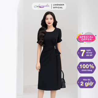 Đầm công sở thiết kế LAVENDER FASHION  phối nơ đính ngọc 1 bên D2837