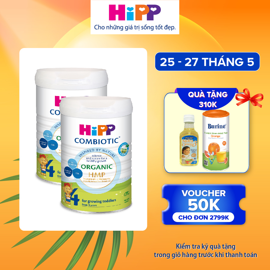 Combo 2 lon Sữa bột công thức HiPP 4 Organic Combiotic 800g  