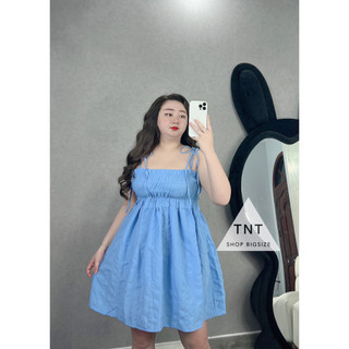 ĐẦM XỐP 2S  THẮT NƠ NHÚN NGỰC  [TNT SHOP BIGSIZE 60KG 90KG]